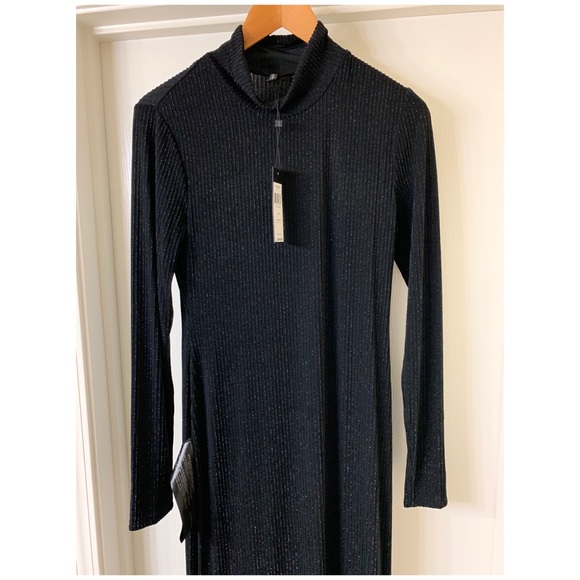 BCBG Turtleneck Metallic Black Sheath Dress S & M - Picture 5 of 6
